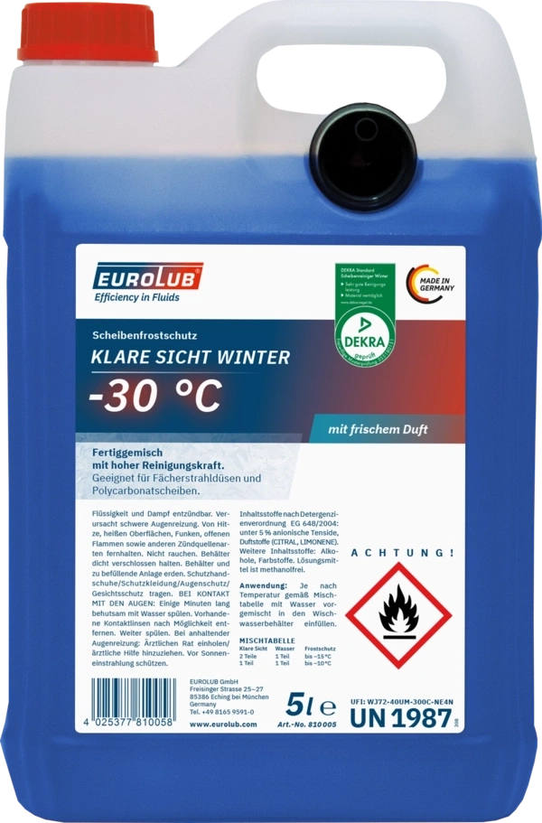 EuroLub Scheibenfrostschutz Klare Sicht Winter -30°C 5 L EuroLub Scheibenfrostschutz Klare Sicht Winter -30°C 5 L